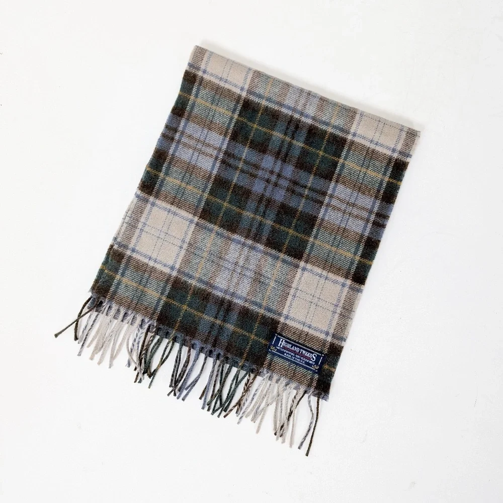 Vintage Highland Tweeds Lambswool Scarf Rectangular Fringe Plaid Tartan - Picture 2 of 10